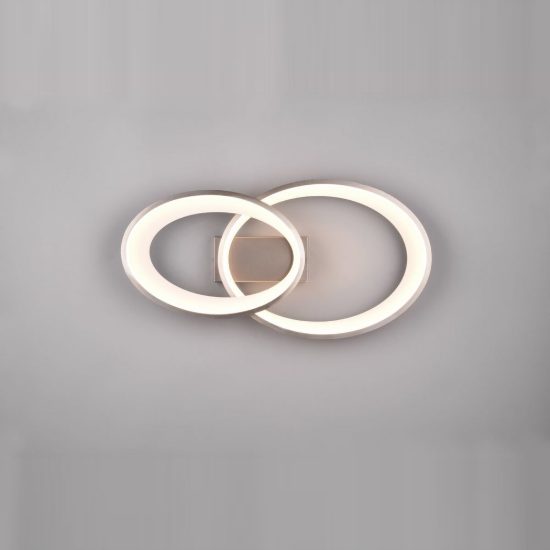 Plafoniera led 25w 3000k per soggiorno moderna a doppia ellisse nichel opaco bianco