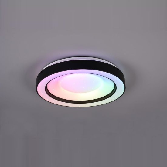 Plafoniera grande led 22w cct 2700k 6000k rgb con telecomando nera effetto cielo stellato