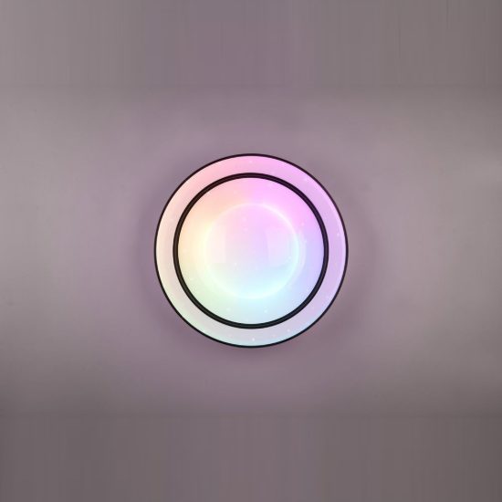 Plafoniera grande led 22w cct 2700k 6000k rgb con telecomando nera effetto cielo stellato