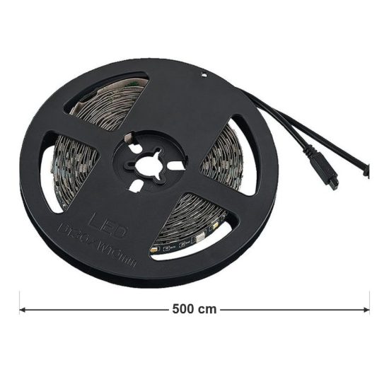 Striscia led 15w 3000k rgb con telecomando 5m tagliabile nera