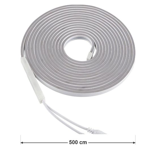 Striscia led effetto neon 20w 3000k rgb con telecomando 5m tagliabile bianca