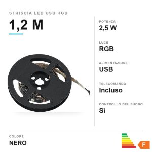 Striscia led usb 2,5w rgb con telecomando controllo del suono 1,2m per tv monitor nera