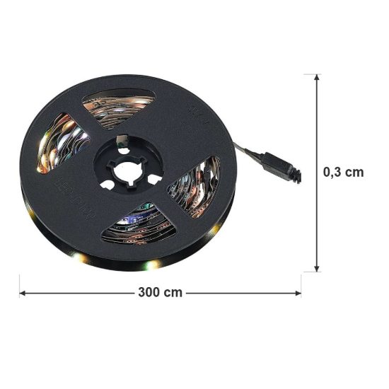 Striscia led usb 6,5w rgb con telecomando controllo del suono 3m per tv monitor nera