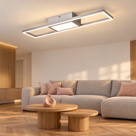 Plafoniera led 22w cct 2700k 6000k con telecomando per soggiorno rettangolare nichel opaco