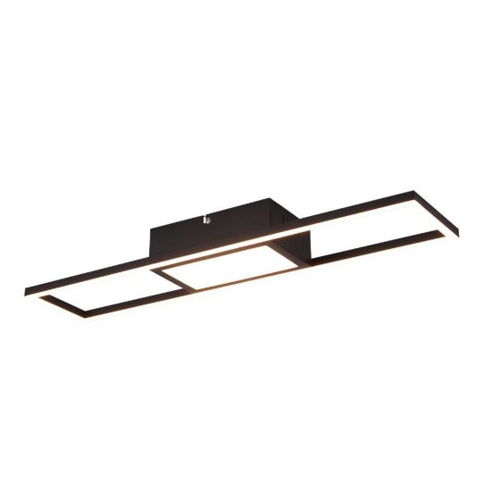 Plafoniera led 22w cct 2700k 6000k con telecomando per soggiorno rettangolare nero opaco