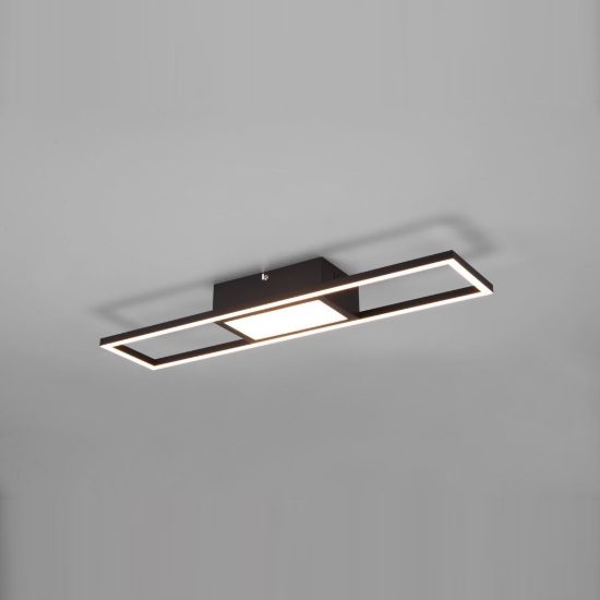 Plafoniera led 22w cct 2700k 6000k con telecomando per soggiorno rettangolare nero opaco