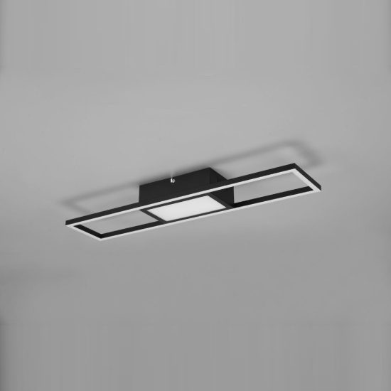 Plafoniera led 22w cct 2700k 6000k con telecomando per soggiorno rettangolare nero opaco