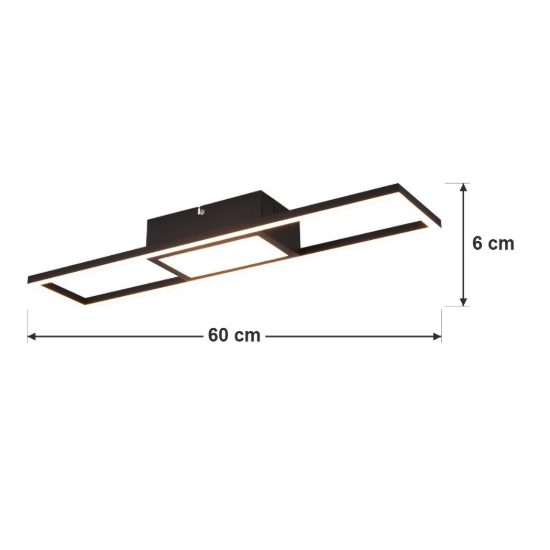 Plafoniera led 22w cct 2700k 6000k con telecomando per soggiorno rettangolare nero opaco