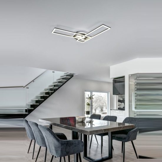 Plafoniera led 30w cct 2700k 6000k con telecomando a elementi orientabili nichel opaco