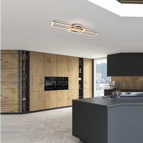 Plafoniera led 30w cct 2700k 6000k con telecomando a elementi orientabili nera oro