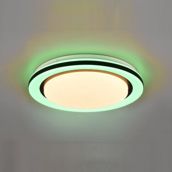 Plafoniera led 17w cct 2700k 6000k rgb con telecomando bianca effetto cielo stellato
