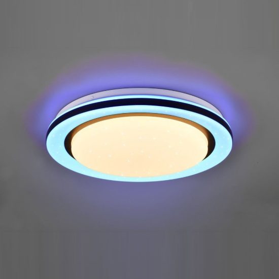 Plafoniera led 17w cct 2700k 6000k rgb con telecomando bianca effetto cielo stellato
