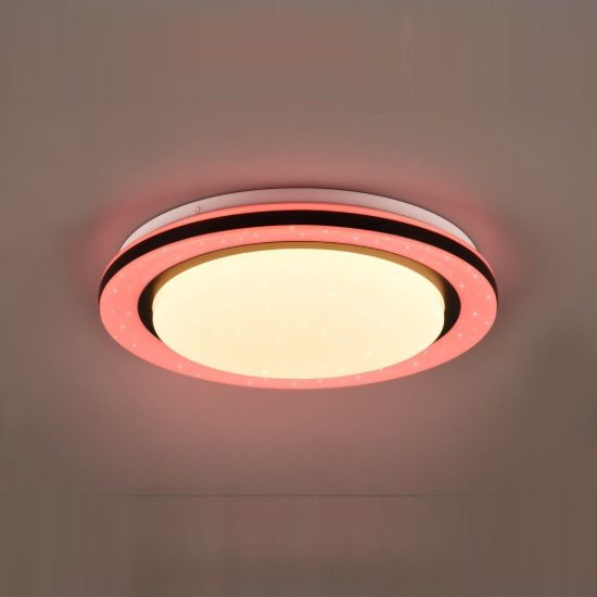 Plafoniera led 17w cct 2700k 6000k rgb con telecomando bianca effetto cielo stellato
