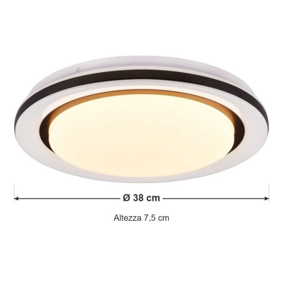 Plafoniera led 17w cct 2700k 6000k rgb con telecomando bianca effetto cielo stellato
