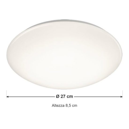 Plafoniera led 12w 3000k con sensore di movimento ip44 per bagno moderna bianca
