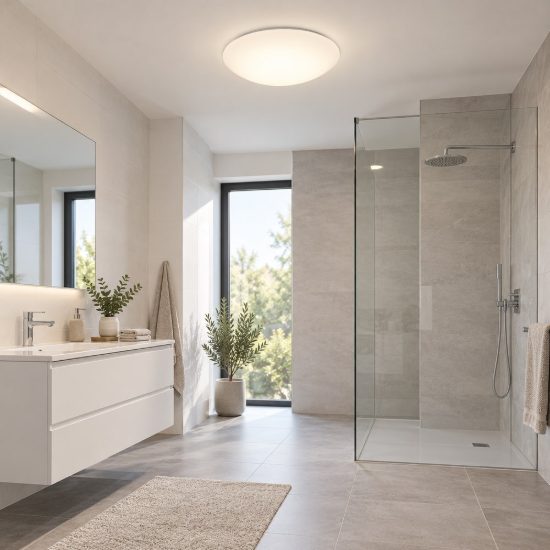 Plafoniera led 15w 3000k con sensore di movimento ip44 per bagno moderna bianca