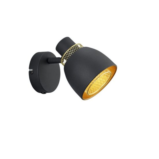 Faretto da soffitto per cucina orientabile moderno nero oro con paralume a griglia