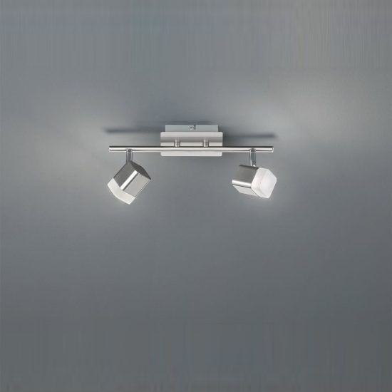 Plafoniera con 2 faretti led 2x3,5w 3000k moderna quadrati nichel opaco