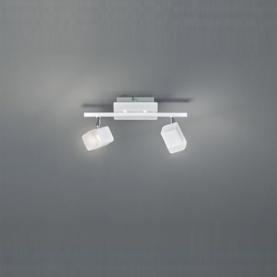 Plafoniera con 2 faretti led 2x3,5w 3000k moderna quadrati bianco opaco