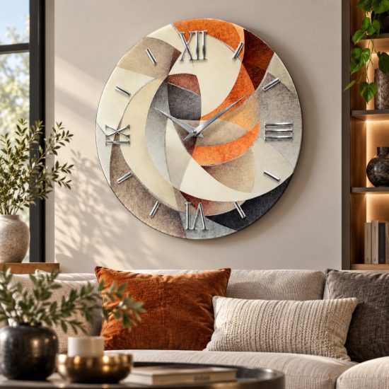 Orologio rotondo a parete moderno resina dettagli argento 40cm