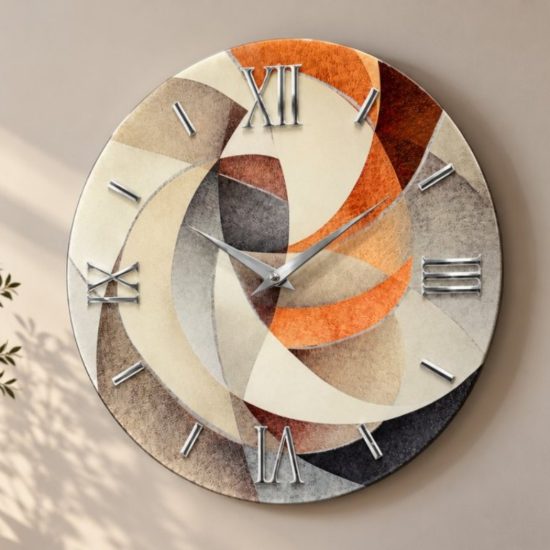 Orologio rotondo a parete design moderno dettagli argento 60cm