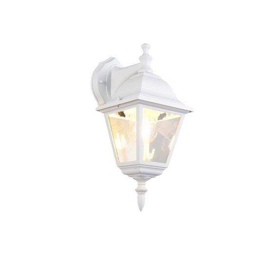 Applique da esterno ip44 a lanterna quadrata pendente bianca con vetro trasparente