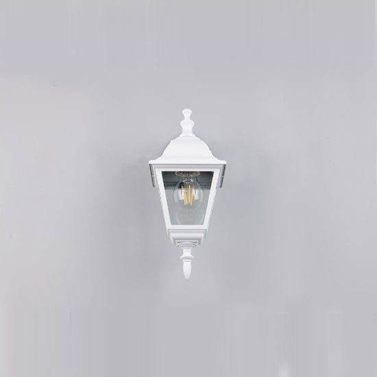 Applique da esterno ip44 a lanterna quadrata pendente bianca con vetro trasparente