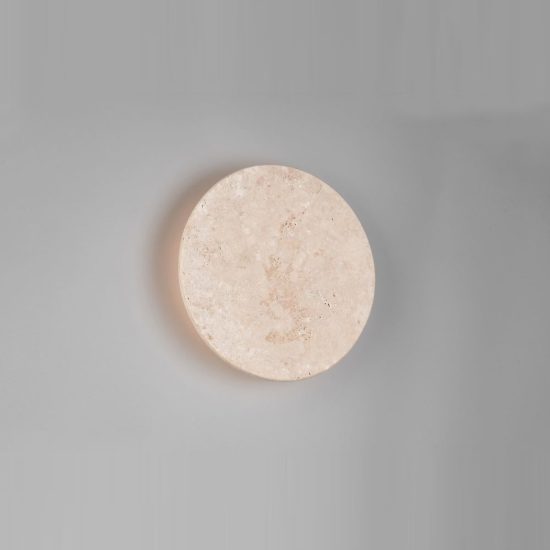 Applique led 4w 3000k moderna rotonda in travertino bianco a luce indiretta