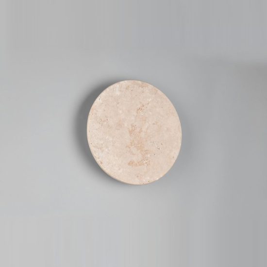Applique led 4w 3000k moderna rotonda in travertino bianco a luce indiretta