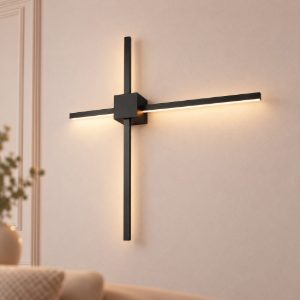 Applique per soggiorno led 14w cct 2300k 3000k 4000k a doppia barra nera a luce indiretta