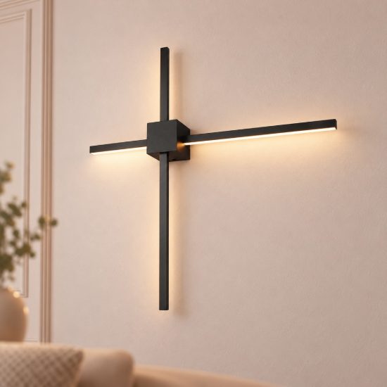 Applique per soggiorno led 14w cct 2300k 3000k 4000k a doppia barra nera a luce indiretta