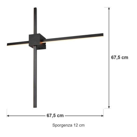 Applique per soggiorno led 14w cct 2300k 3000k 4000k a doppia barra nera a luce indiretta