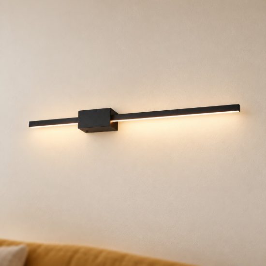 Applique per soggiorno led 7w cct 2300k 3000k 4000k lineare orientabile nera a luce indiretta