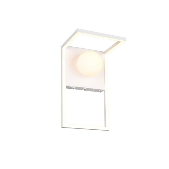 Applique per salotto led 11w cct 2300k 3000k 4000k moderna ad angolo bianca con sfera in vetro