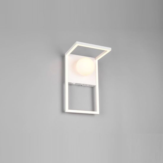 Applique per salotto led 11w cct 2300k 3000k 4000k moderna ad angolo bianca con sfera in vetro