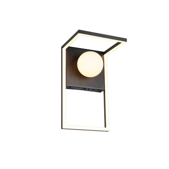 Applique per soggiorno led 11w cct 2300k 3000k 4000k moderna ad angolo nera con sfera in vetro