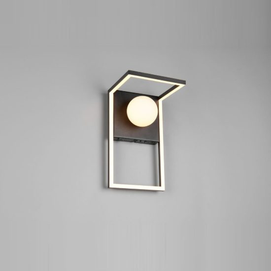 Applique per soggiorno led 11w cct 2300k 3000k 4000k moderna ad angolo nera con sfera in vetro