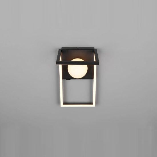 Applique per soggiorno led 11w cct 2300k 3000k 4000k moderna ad angolo nera con sfera in vetro