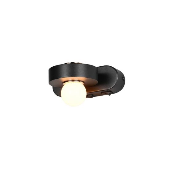 Applique per soggiorno led 7w cct 2300k 3000k 4000k bi-emissione nera con sfera in vetro