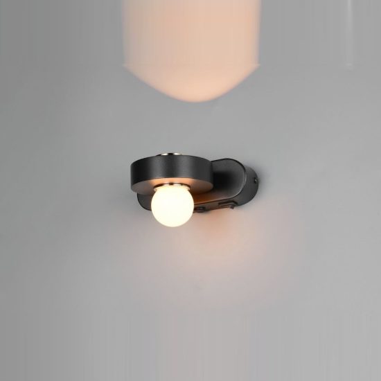 Applique per soggiorno led 7w cct 2300k 3000k 4000k bi-emissione nera con sfera in vetro