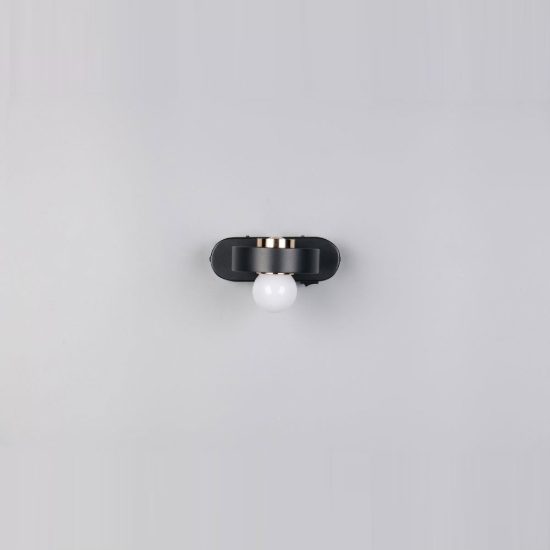 Applique per soggiorno led 7w cct 2300k 3000k 4000k bi-emissione nera con sfera in vetro