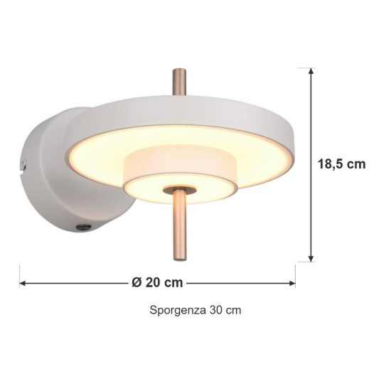 Applique per soggiorno led 10w cct 2300k 3000k 4000k grigio caldo caffe a dischi sovrapposti