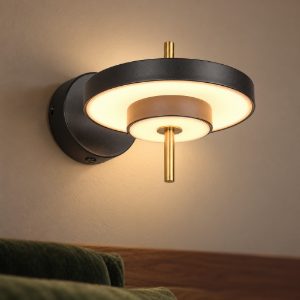 Applique led 10w 2300k 3000k 4000k orientabile moderna nera e caffè a dischi sovrapposti