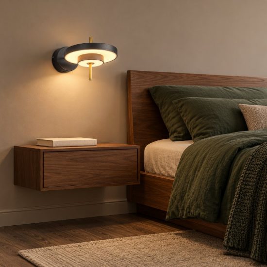 Applique led 10w 2300k 3000k 4000k orientabile moderna nera e caffè a dischi sovrapposti