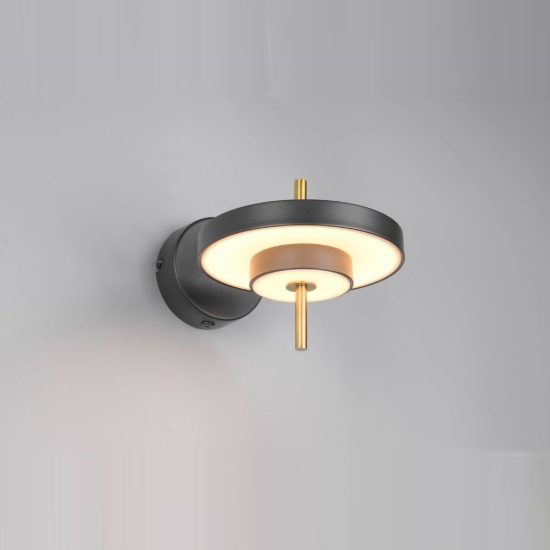 Applique led 10w 2300k 3000k 4000k orientabile moderna nera e caffè a dischi sovrapposti