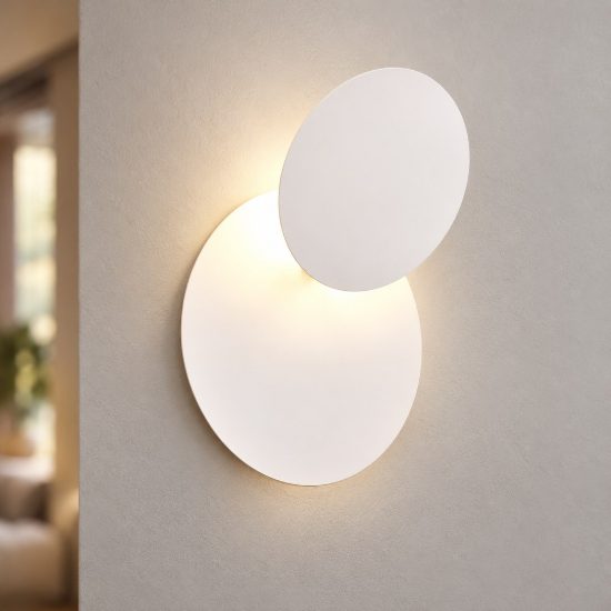 Applique led 6w 3000k moderna rotonda bianca a luce indiretta orientabile