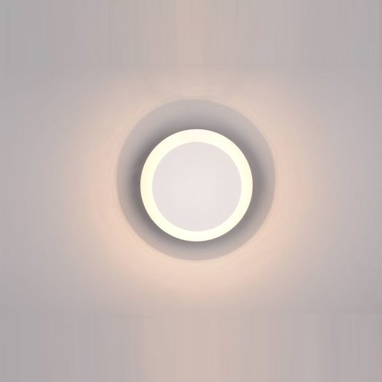 Applique led 6w 3000k moderna rotonda bianca a luce indiretta orientabile