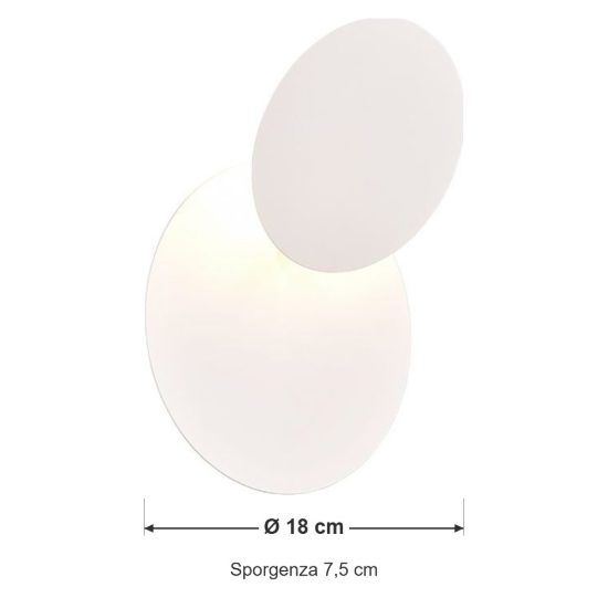 Applique led 6w 3000k moderna rotonda bianca a luce indiretta orientabile