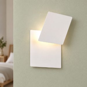 Applique led 6w 3000k moderna quadrata bianca a luce indiretta orientabile