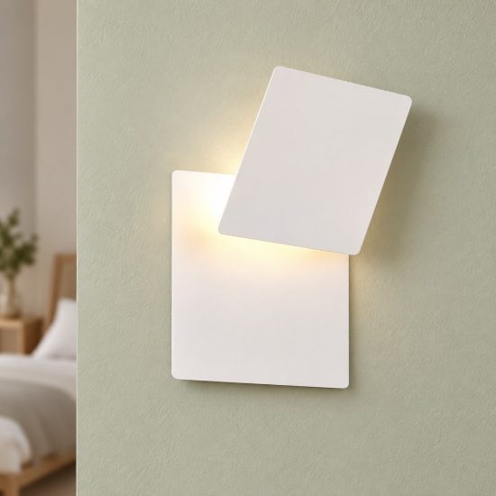 Applique led 6w 3000k moderna quadrata bianca a luce indiretta orientabile